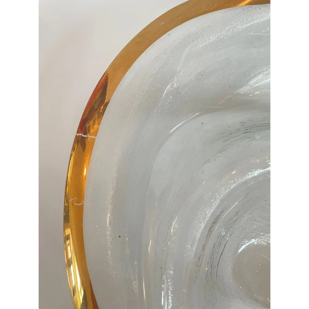 RARE Annieglass Roman Antique‎ Gold Rim Chip and Dip Server Signed 1985 Vintage